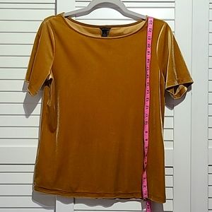 Ann Taylor velvet top, short sleeves, size XS, color: mustard
